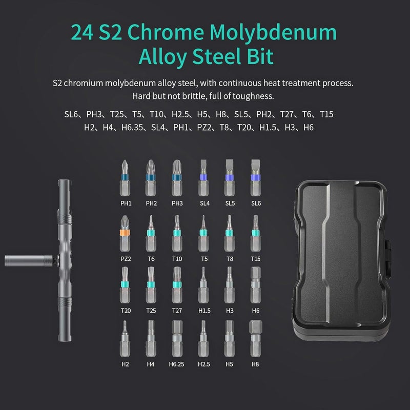 JUSTHERE 24 in 1 Magnetic Screwdriver Set, DIY Ratchet Screwdriver Set with Detachable Handle, Portable Compact Repair Tool Kit for Furniture Laptop Electronicsv Bicycle - Image 2